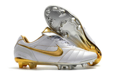 Nike Tiempo Legend 7 Elite R10 FG Firm Ground Soccer Cleats - White/Gold