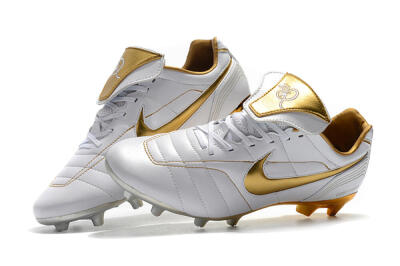 Nike Tiempo Legend 7 Elite R10 FG Firm Ground Soccer Cleats - White/Gold