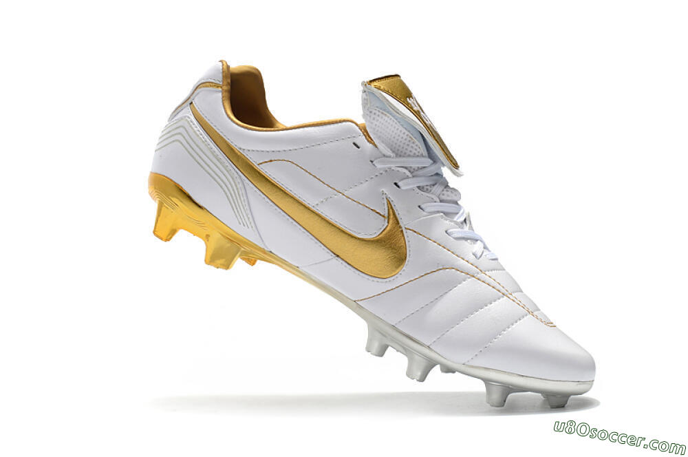 Nike Tiempo Legend 7 Elite R10 FG Firm Ground Soccer Cleats - White/Gold 7