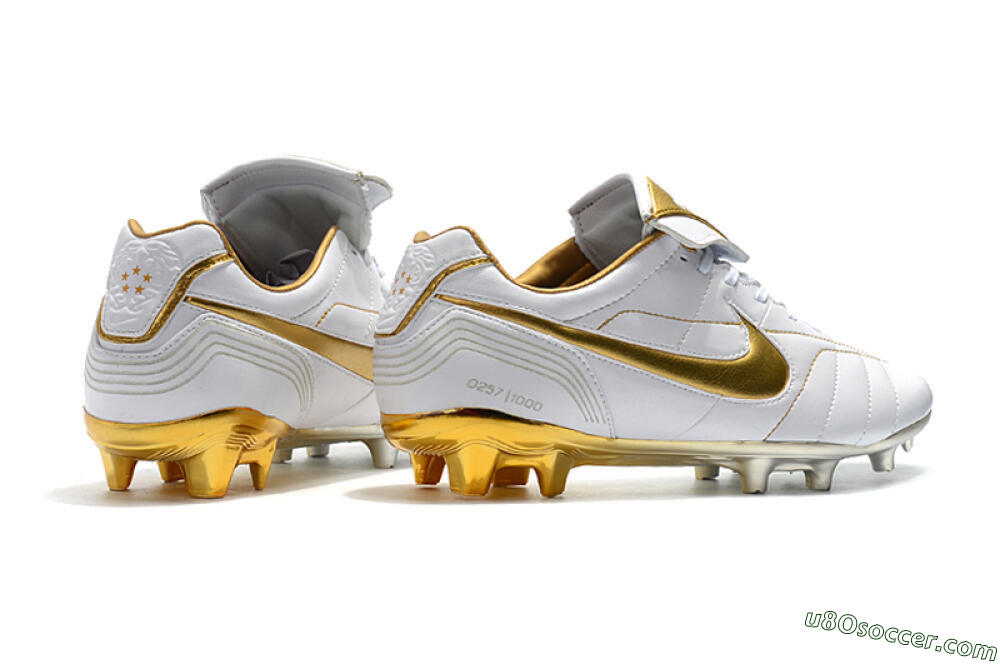 Nike Tiempo Legend 7 Elite R10 FG Firm Ground Soccer Cleats - White/Gold 9