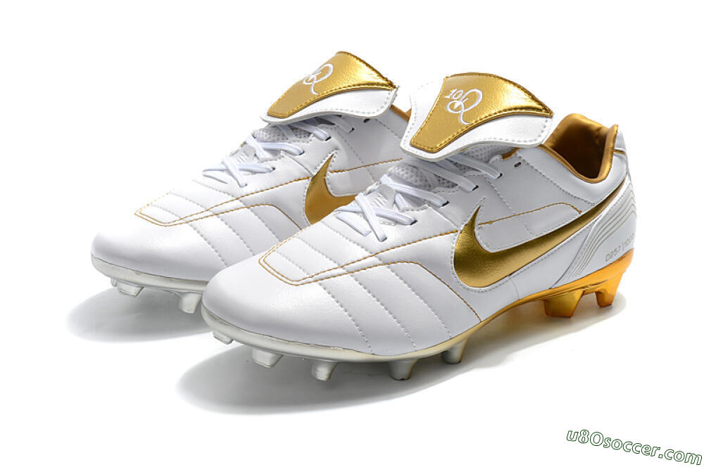 Nike Tiempo Legend 7 Elite R10 FG Firm Ground Soccer Cleats - White/Gold 5