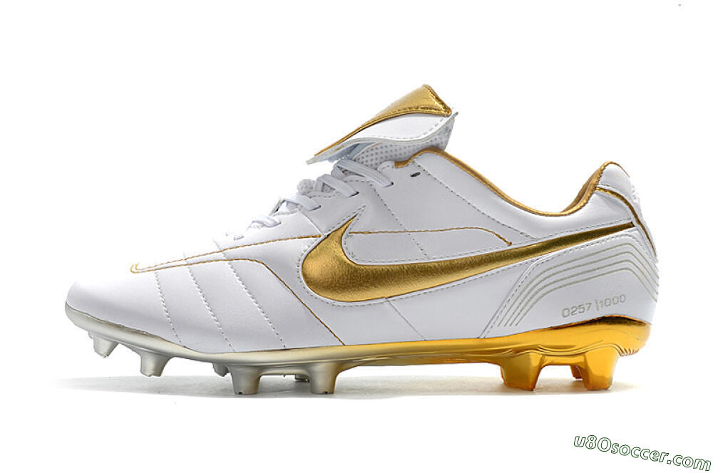 Nike Tiempo Legend 7 Elite R10 FG Firm Ground Soccer Cleats - White/Gold 2