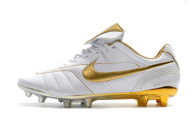 Nike Tiempo Legend 7 Elite R10 FG Firm Ground Soccer Cleats - White/Gold