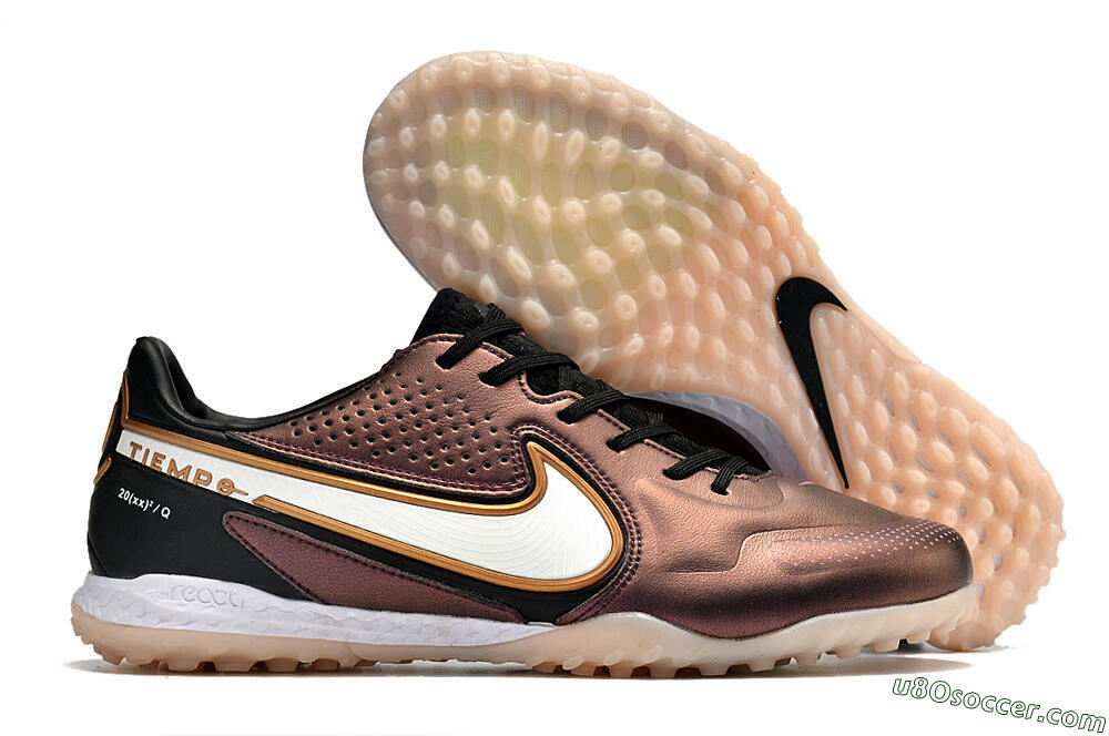 Nike React Tiempo Legend 9 Pro TF Artificial Turf Soccer Shoes - Gold/White/Black 1