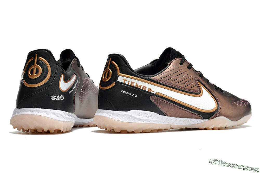Nike React Tiempo Legend 9 Pro TF Artificial Turf Soccer Shoes - Gold/White/Black 6