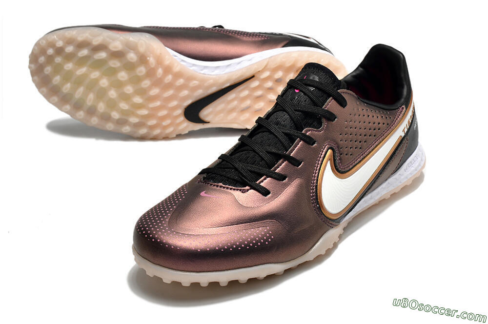 Nike React Tiempo Legend 9 Pro TF Artificial Turf Soccer Shoes - Gold/White/Black 3