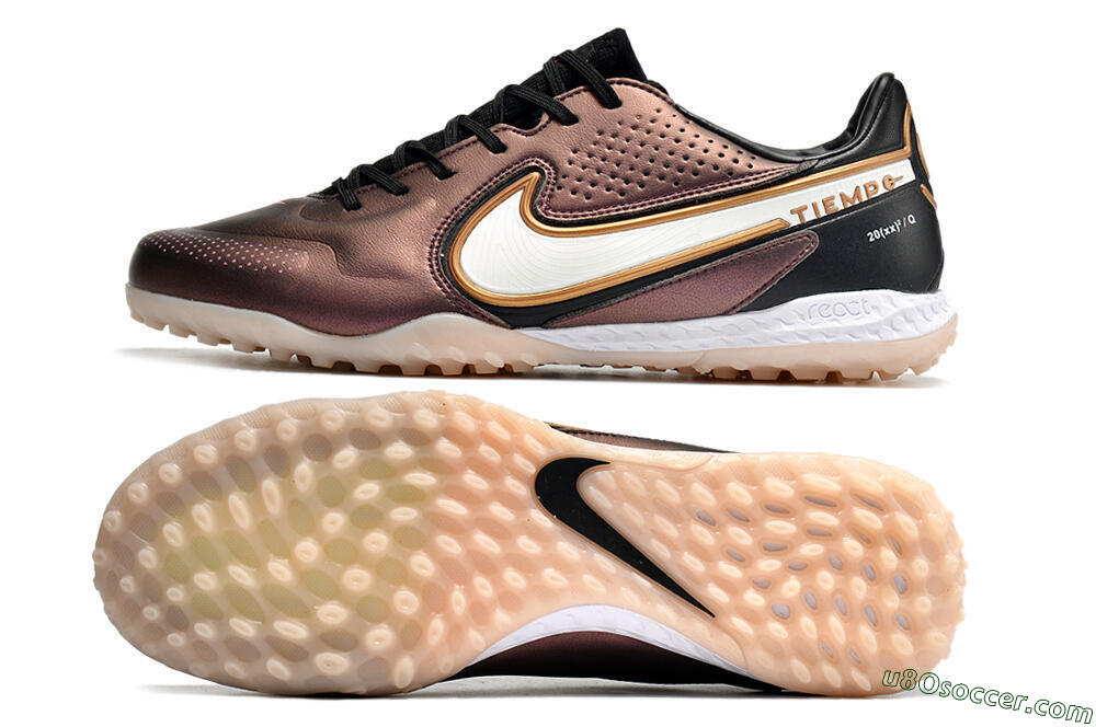 Nike React Tiempo Legend 9 Pro TF Artificial Turf Soccer Shoes - Gold/White/Black 0