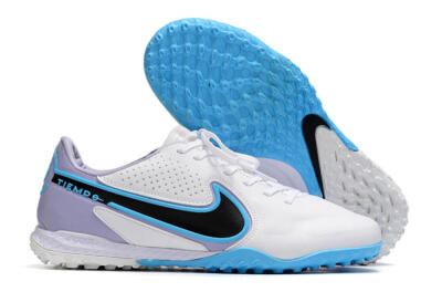 Nike React Tiempo Legend 9 Pro TF Artificial Turf Soccer Shoes - White/Blue/Purple
