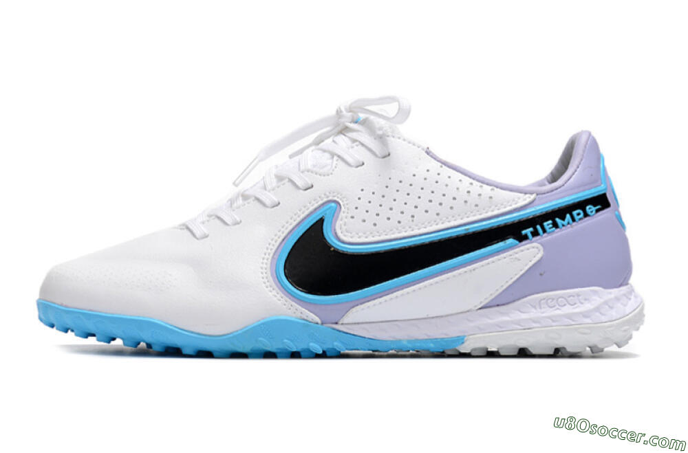 Nike React Tiempo Legend 9 Pro TF Artificial Turf Soccer Shoes - White/Blue/Purple 2