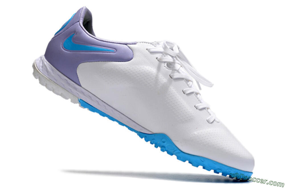 Nike React Tiempo Legend 9 Pro TF Artificial Turf Soccer Shoes - White/Blue/Purple 4