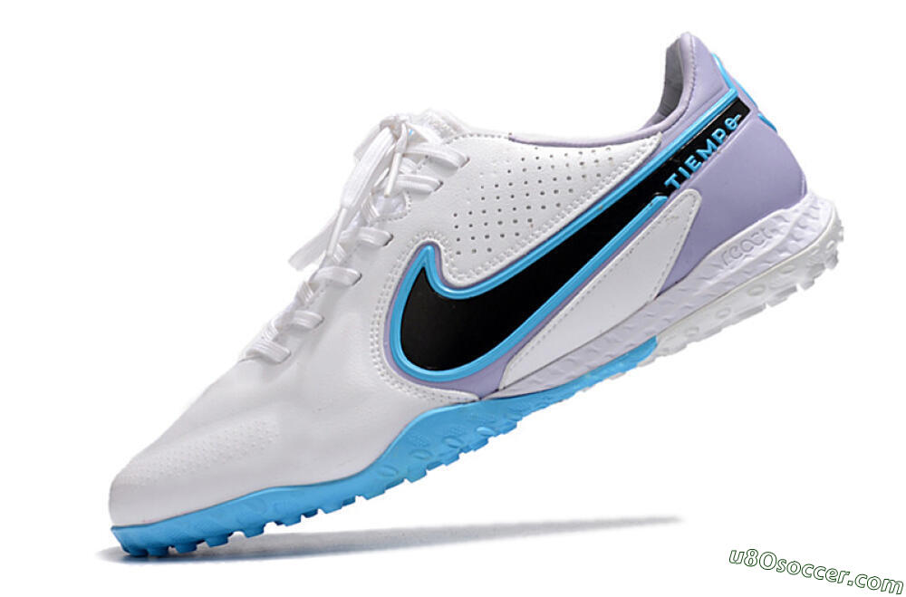 Nike React Tiempo Legend 9 Pro TF Artificial Turf Soccer Shoes - White/Blue/Purple 5