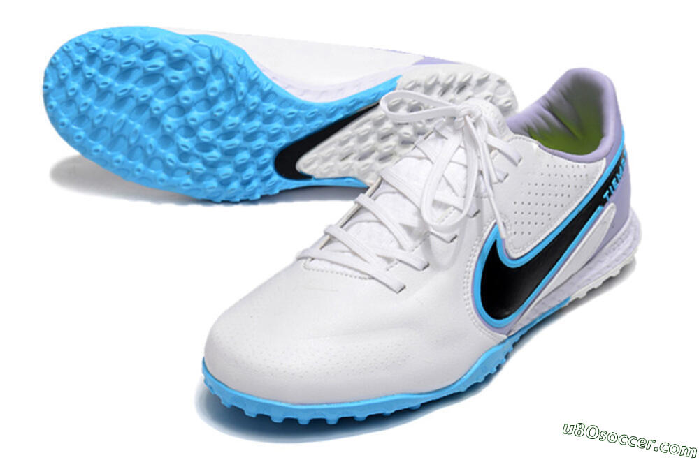 Nike React Tiempo Legend 9 Pro TF Artificial Turf Soccer Shoes - White/Blue/Purple 3