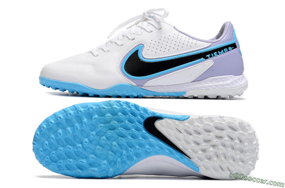 Nike React Tiempo Legend 9 Pro TF Artificial Turf Soccer Shoes - White/Blue/Purple 0