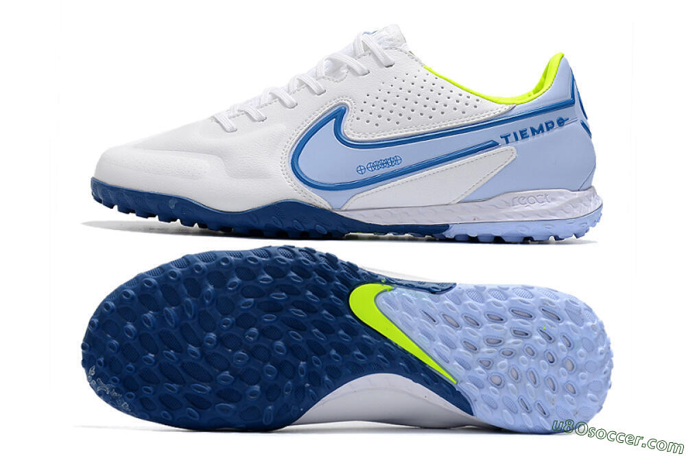 Nike React Tiempo Legend 9 Pro TF Artificial Turf Soccer Shoes - White/Blue/Yellow 0