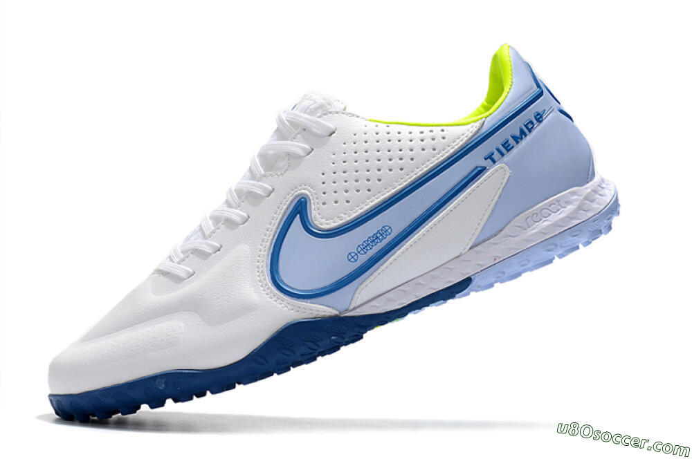 Nike React Tiempo Legend 9 Pro TF Artificial Turf Soccer Shoes - White/Blue/Yellow 5