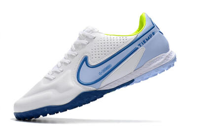 Nike React Tiempo Legend 9 Pro TF Artificial Turf Soccer Shoes - White/Blue/Yellow