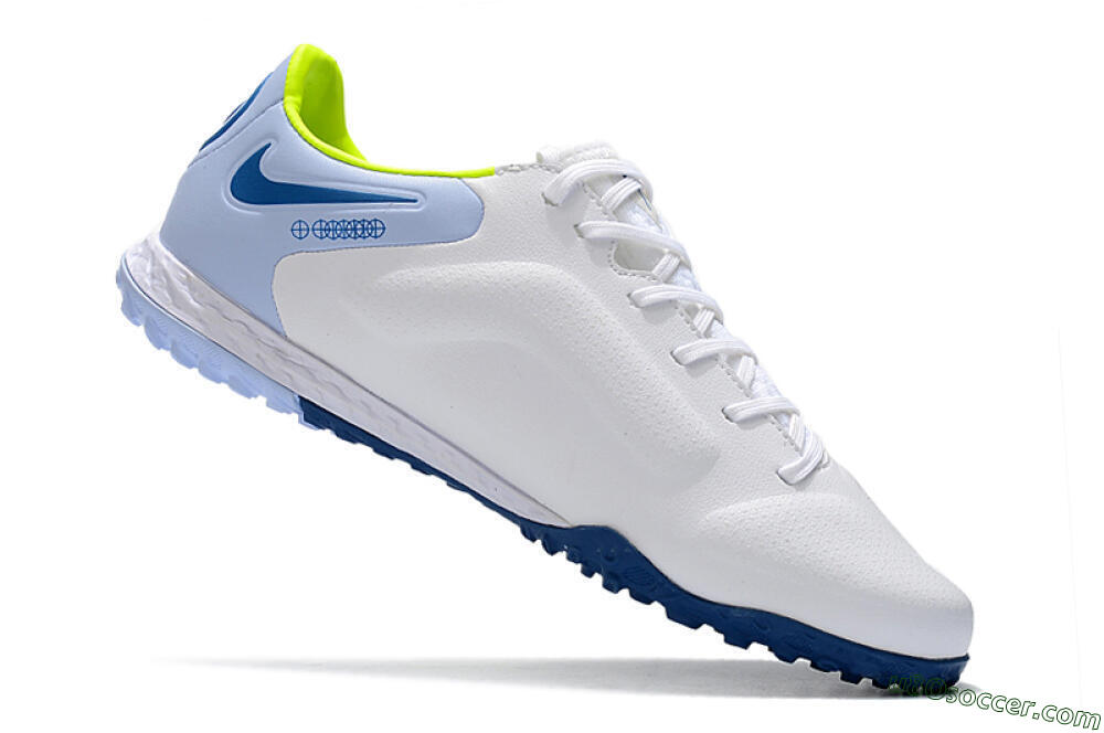Nike React Tiempo Legend 9 Pro TF Artificial Turf Soccer Shoes - White/Blue/Yellow 4