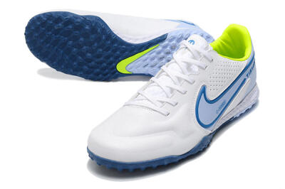 Nike React Tiempo Legend 9 Pro TF Artificial Turf Soccer Shoes - White/Blue/Yellow