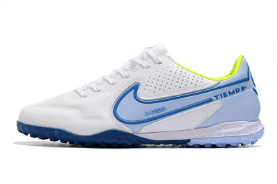 Nike React Tiempo Legend 9 Pro TF Artificial Turf Soccer Shoes - White/Blue/Yellow