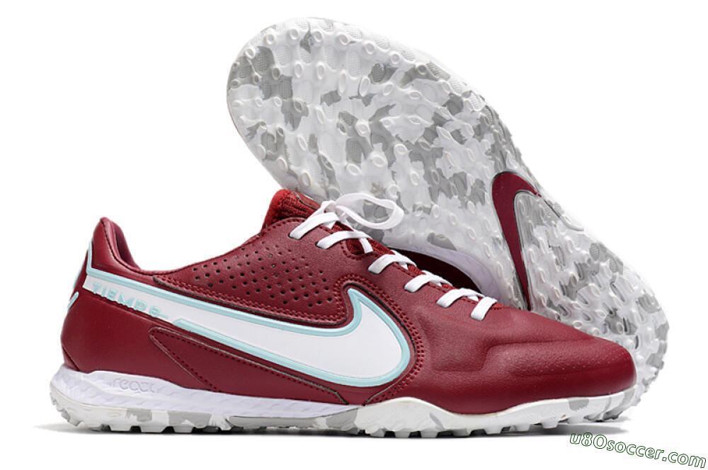 Nike React Tiempo Legend 9 Pro TF Artificial Turf Soccer Shoes - Red/White/Jade 1