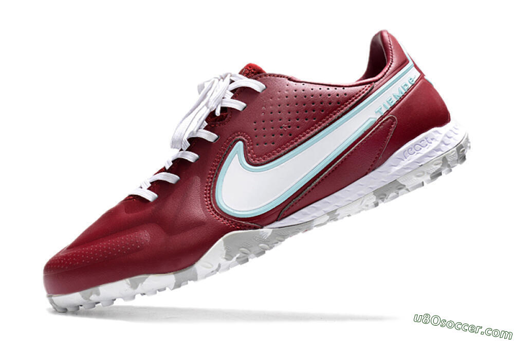 Nike React Tiempo Legend 9 Pro TF Artificial Turf Soccer Shoes - Red/White/Jade 5