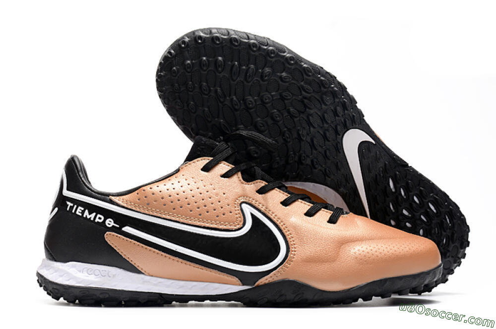Nike React Tiempo Legend 9 Pro TF Artificial Turf Soccer Shoes - Gold/White/Black 1