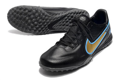 Nike React Tiempo Legend 9 Pro TF Artificial Turf Soccer Shoes - Black/Gold/Blue