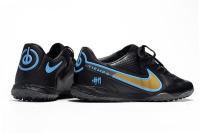 Nike React Tiempo Legend 9 Pro TF Artificial Turf Soccer Shoes - Black/Gold/Blue
