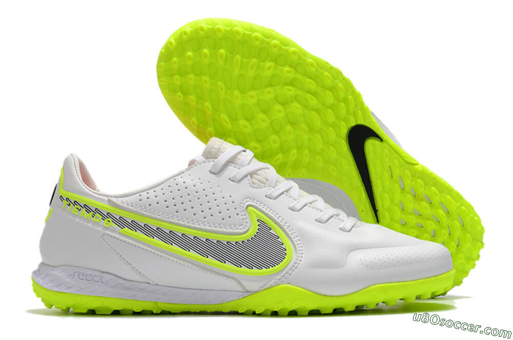 Nike React Tiempo Legend 9 Pro TF Artificial Turf Soccer Shoes - White/Yellow/Black 1