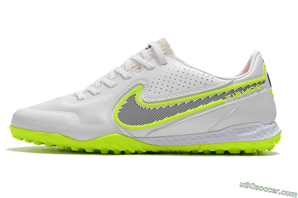 Nike React Tiempo Legend 9 Pro TF Artificial Turf Soccer Shoes - White/Yellow/Black 2
