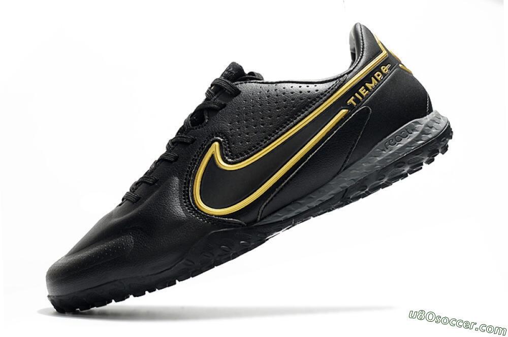 Nike React Tiempo Legend 9 Pro TF Artificial Turf Soccer Shoes - Black/Gold/White 5