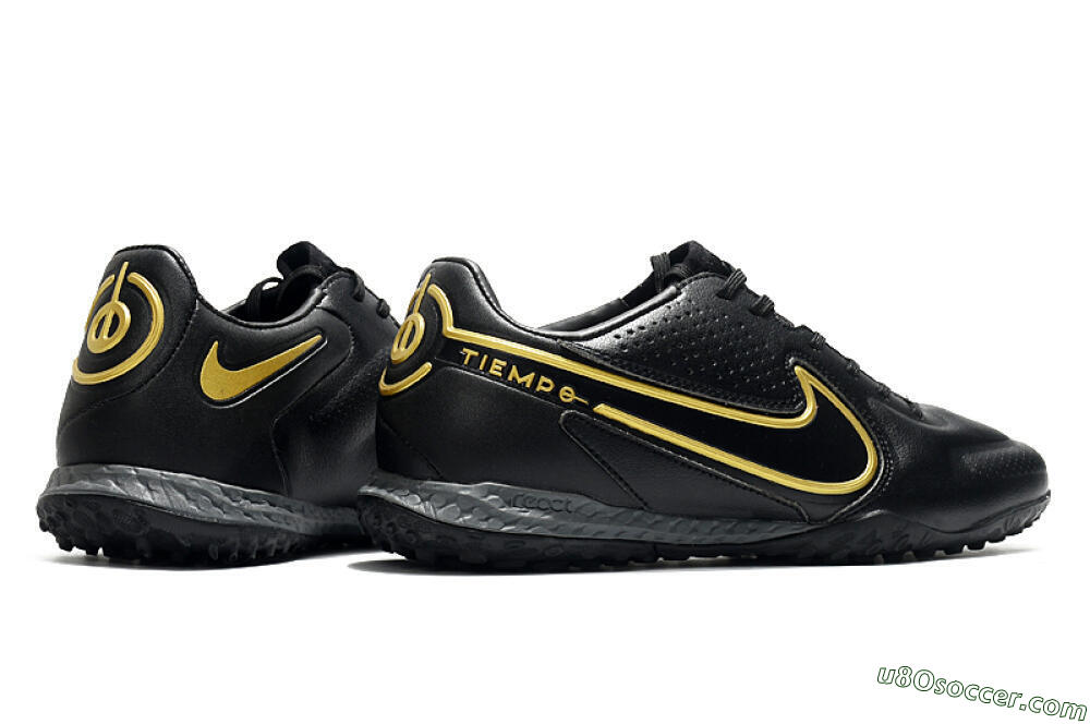 Nike React Tiempo Legend 9 Pro TF Artificial Turf Soccer Shoes - Black/Gold/White 6