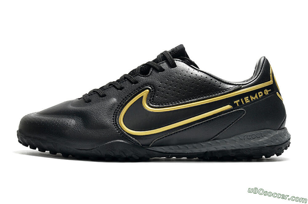 Nike React Tiempo Legend 9 Pro TF Artificial Turf Soccer Shoes - Black/Gold/White 2