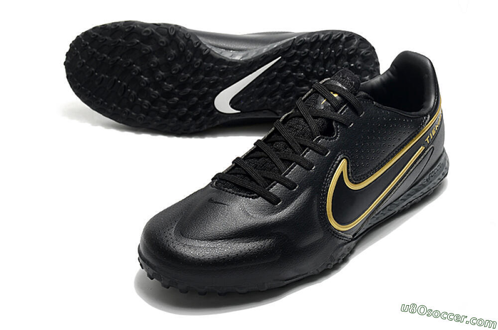 Nike React Tiempo Legend 9 Pro TF Artificial Turf Soccer Shoes - Black/Gold/White 3