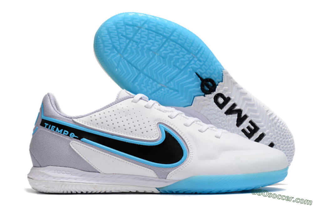 Nike React Tiempo Legend 9 Pro IC Indoor & Futsal Soccer Shoes - White/Blue/Black 1