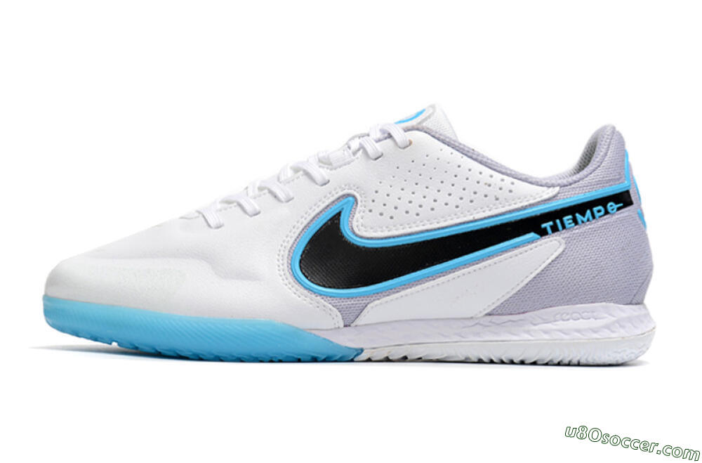 Nike React Tiempo Legend 9 Pro IC Indoor & Futsal Soccer Shoes - White/Blue/Black 2