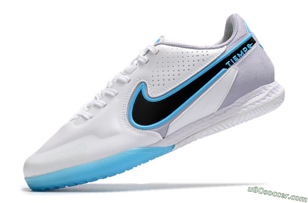 Nike React Tiempo Legend 9 Pro IC Indoor & Futsal Soccer Shoes - White/Blue/Black 5