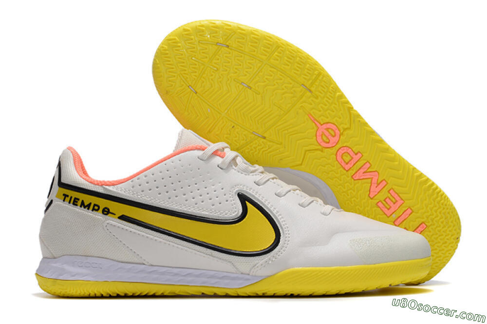Nike React Tiempo Legend 9 Pro IC Indoor & Futsal Soccer Shoes - White/Black/Yellow 1