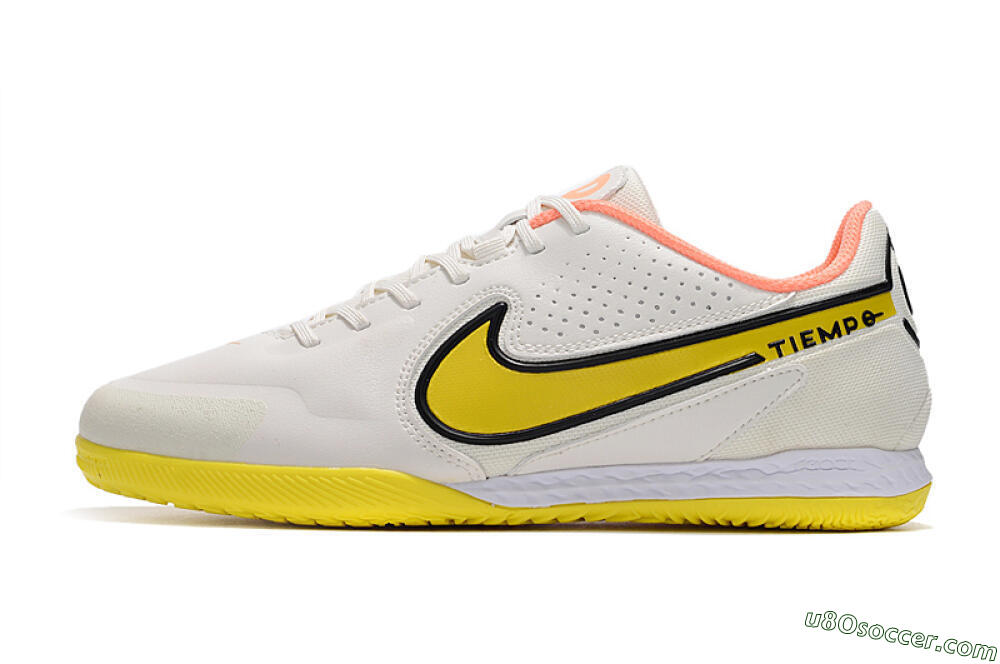 Nike React Tiempo Legend 9 Pro IC Indoor & Futsal Soccer Shoes - White/Black/Yellow 2