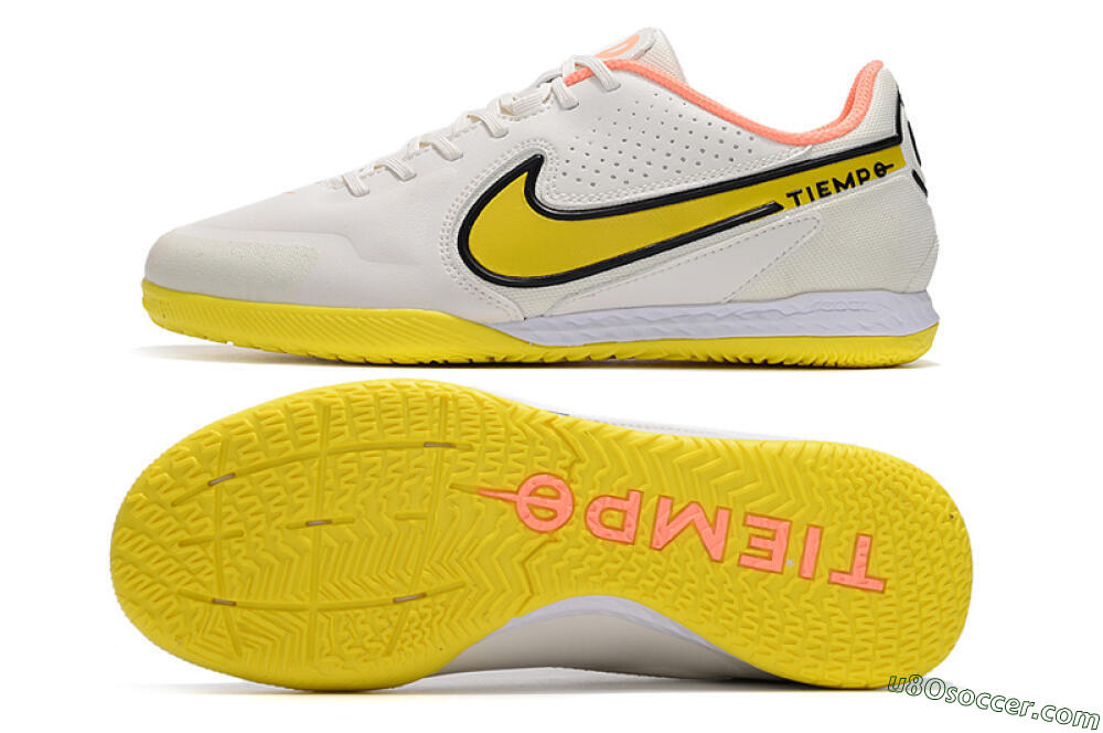 Nike React Tiempo Legend 9 Pro IC Indoor & Futsal Soccer Shoes - White/Black/Yellow 0
