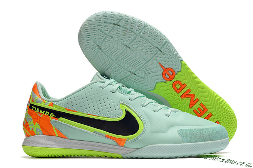 Nike React Tiempo Legend 9 Pro IC Indoor & Futsal Soccer Shoes - Jade/Black/Yellow/Red 1