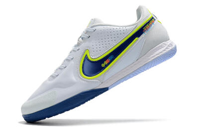 Nike React Tiempo Legend 9 Pro IC Indoor & Futsal Soccer Shoes - White/Blue/Yellow