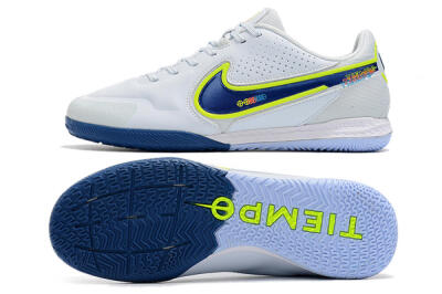 Nike React Tiempo Legend 9 Pro IC Indoor & Futsal Soccer Shoes - White/Blue/Yellow