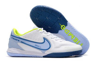 Nike React Tiempo Legend 9 Pro IC Indoor & Futsal Soccer Shoes - White/Blue/Yellow