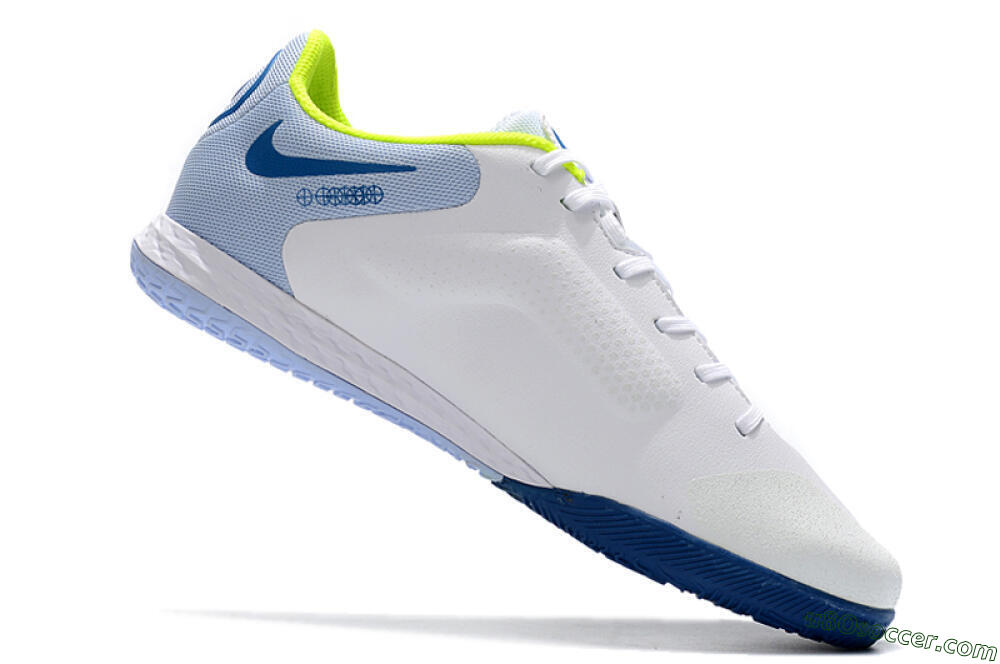 Nike React Tiempo Legend 9 Pro IC Indoor & Futsal Soccer Shoes - White/Blue/Yellow 4