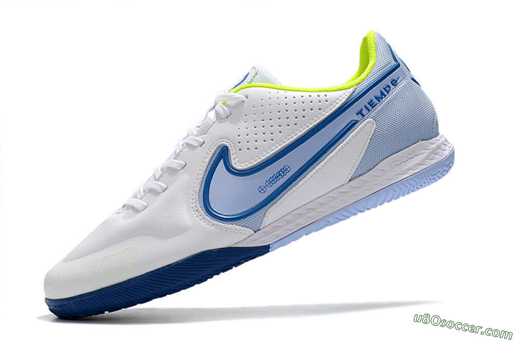 Nike React Tiempo Legend 9 Pro IC Indoor & Futsal Soccer Shoes - White/Blue/Yellow 5