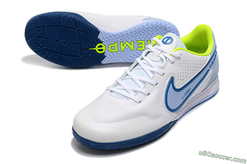 Nike React Tiempo Legend 9 Pro IC Indoor & Futsal Soccer Shoes - White/Blue/Yellow 3