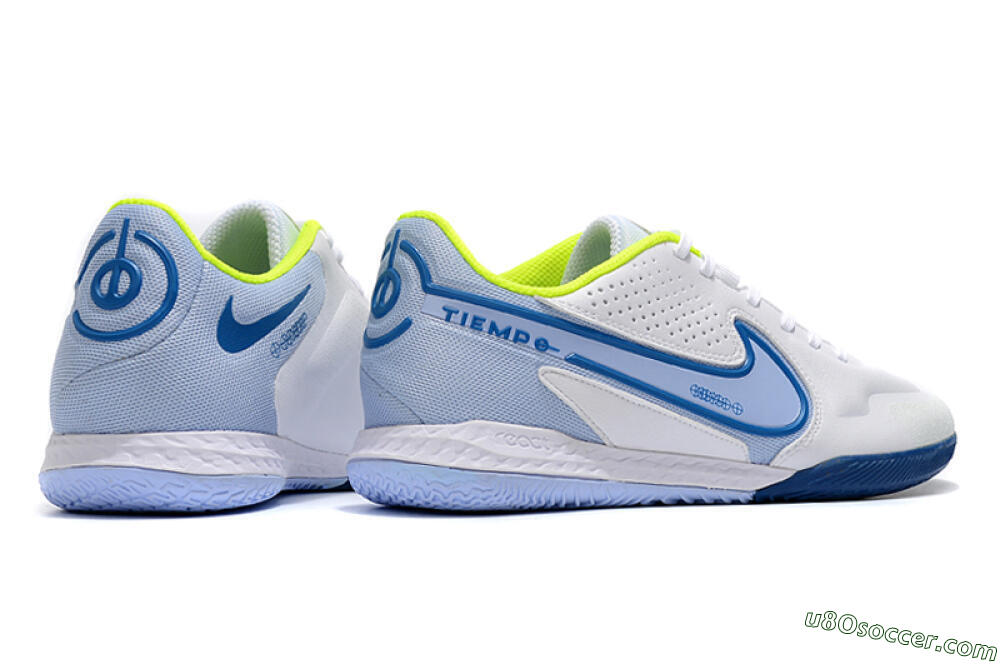 Nike React Tiempo Legend 9 Pro IC Indoor & Futsal Soccer Shoes - White/Blue/Yellow 6