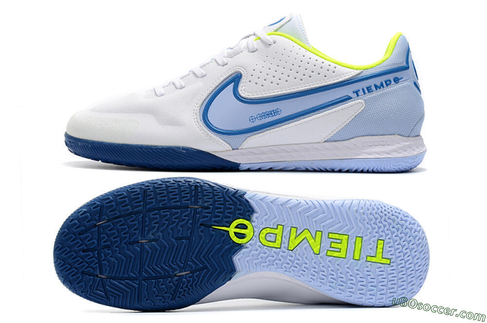 Nike React Tiempo Legend 9 Pro IC Indoor & Futsal Soccer Shoes - White/Blue/Yellow 0