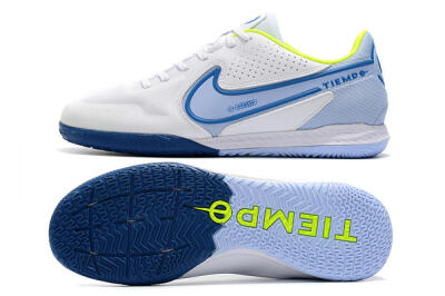 Nike React Tiempo Legend 9 Pro IC Indoor & Futsal Soccer Shoes - White/Blue/Yellow